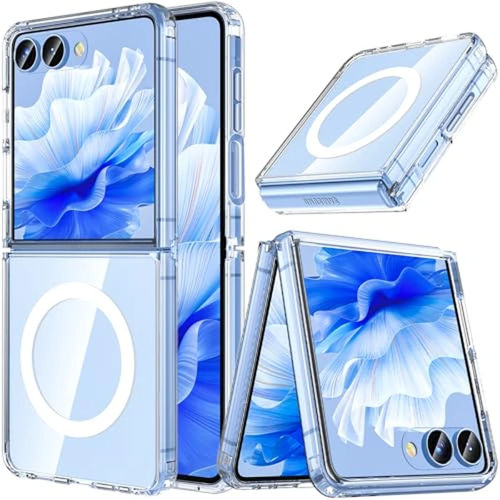 ottpluscase Magnetic for Samsung Galaxy Z Flip 7 Case,[Compatible with MagSafe], Shockproof Hard PC Transparent Back & Soft TPU Bumper, Slim Rugged Phone Cover for Galaxy Z Flip7, Clear by ottpluscase - Image 1