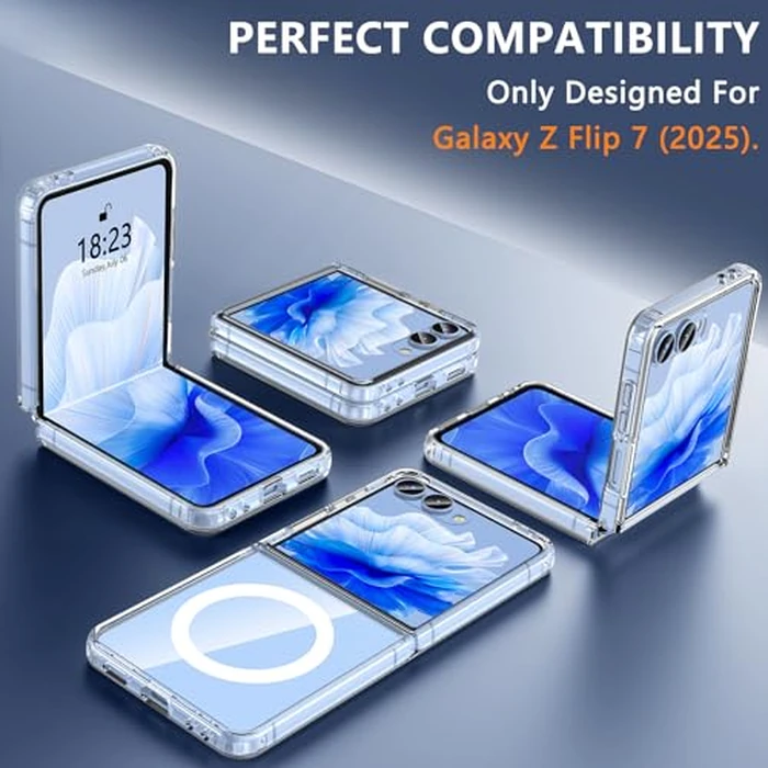 ottpluscase Magnetic for Samsung Galaxy Z Flip 7 Case,[Compatible with MagSafe], Shockproof Hard PC Transparent Back & Soft TPU Bumper, Slim Rugged Phone Cover for Galaxy Z Flip7, Clear by ottpluscase - Image 2