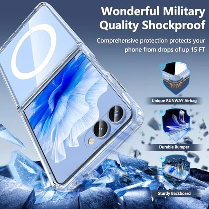 ottpluscase Magnetic for Samsung Galaxy Z Flip 7 Case,[Compatible with MagSafe], Shockproof Hard PC Transparent Back & Soft TPU Bumper, Slim Rugged Phone Cover for Galaxy Z Flip7, Clear by ottpluscase - Image 5