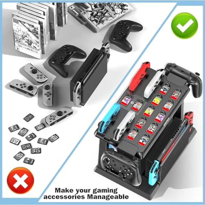 Switch Organizer Station with Controller Charger, Charging Dock for Nintendo Switch & OLED Joycons, Storage for Games, TV Dock, Pro Controller by Kytok - Image 3
