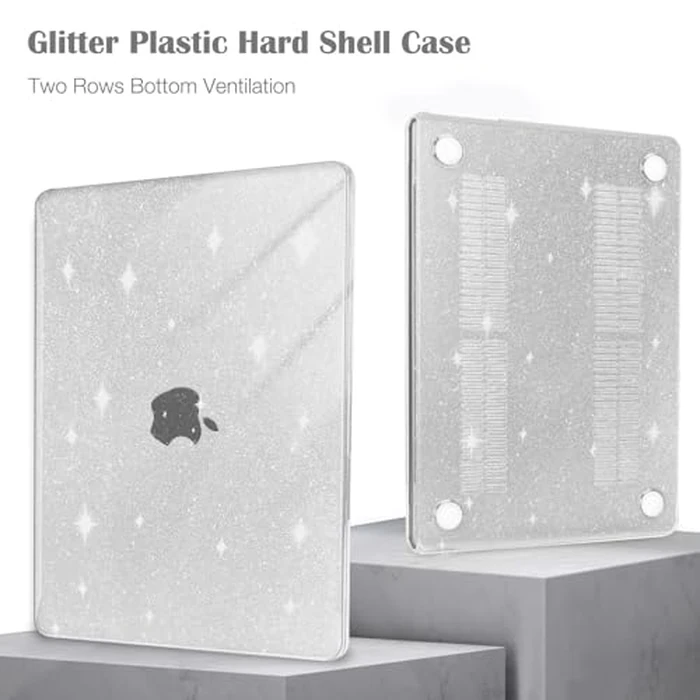 MOSISO Compatible with MacBook Air 13 inch Case M5 2026 M4 M3 M2 2025-2022 A3449 A3240 A3113 A2681, Glitter Sparkly Hard Shell&Keyboard Skin&Screen Film&Type C for MacBook Air 13.6 Case, Transparent by MOSISO - Image 3