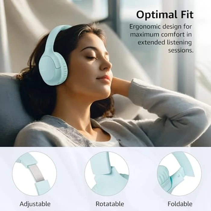 TOZO HA1 Bluetooth 5.4 Over Ear Headphones, 70H Playtime with Mic, Foldable Wireless Headset, Deep Bass Stereo Sound Customizable 32 EQ Music Mode Via Button & App for Travel and Home, Upgraded by TOZO - Image 5