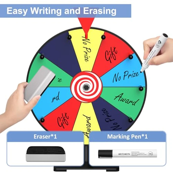 Facilife Spinning Wheel - 12 Inch Color Prize Wheel with Stand, Table Spinner for Trade Shows, Carnivals & Home Games by Facilife - Image 4