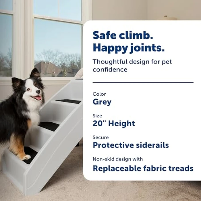 PetSafe CozyUp Folding Dog Stairs, Portable Indoor/Outdoor Pet Steps for Bed, Couch & Car, Grey, 20 Inch by PetSafe - Image 4