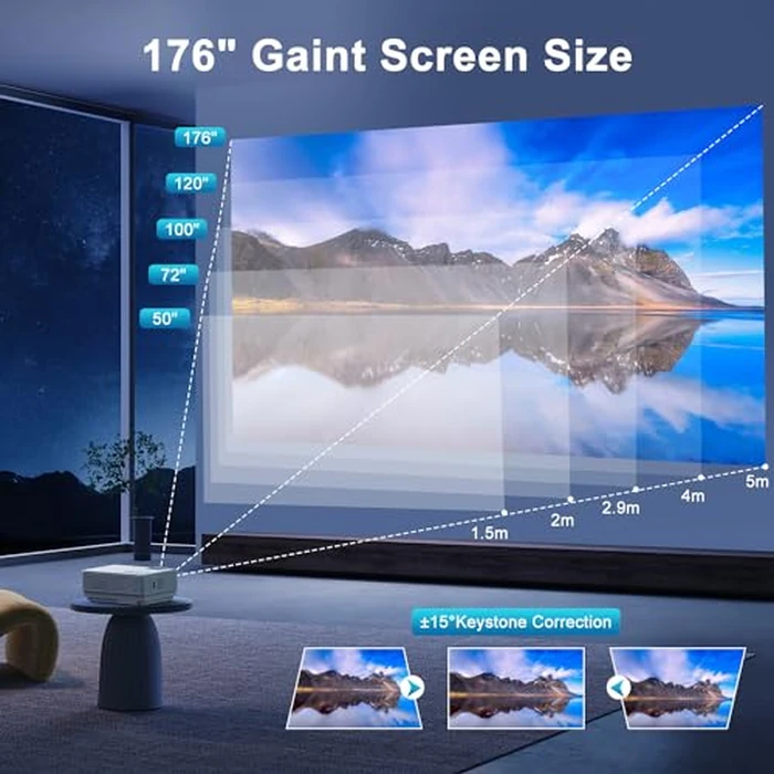 【Projector Screen Included】 1080P Mini Projector with Two-Way Bluetooth, 50% Zoom, Portable Outdoor Movie Projecteur, Compatible with TV Stick, Video Games, HDMI, USB, Smartphone by GKLPO - Image 7