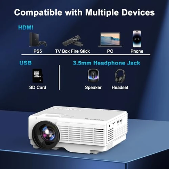 【Projector Screen Included】 1080P Mini Projector with Two-Way Bluetooth, 50% Zoom, Portable Outdoor Movie Projecteur, Compatible with TV Stick, Video Games, HDMI, USB, Smartphone by GKLPO - Image 8