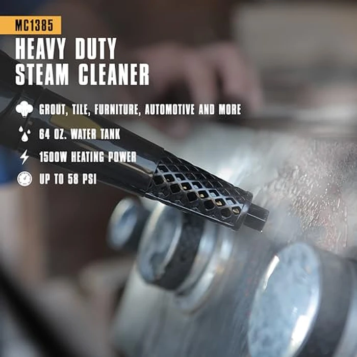 McCulloch MC1385 Deluxe Canister Steam Cleaner, 2-Hour Runtime, Chemical-Free, 23 Accessories: Mop Head, Brushes & More - Built for Home, Tile, Carpet, Furniture, & Personal Car Detailing by McCULLOCH - Image 2