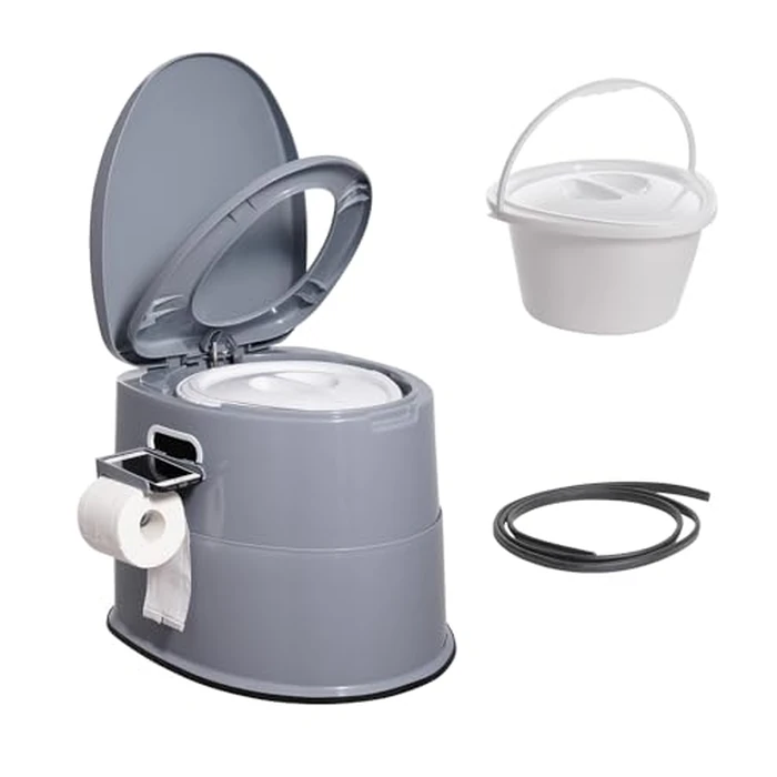 VEVOR Portable Toilet for Camping, Porta Potty with 1.3 Gal Detachable Inner Bucket & Removable Paper Holder, Commode with Dual Lids, Travel Toilet for Adults Kids Outdoor Camping Car Long Road Trips by VEVOR - Used - Like New condition