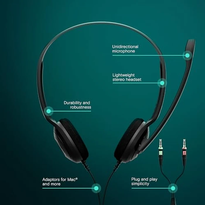 Sennheiser PC 3 Chat - Durable On-Ear Wired Headset - Noise Cancelling Microphone for Casual Gaming and Easy Connectivity - Lightweight Stereo Quality Sound - Great for Internet Telephony & E-Learners by EPOS - Image 2