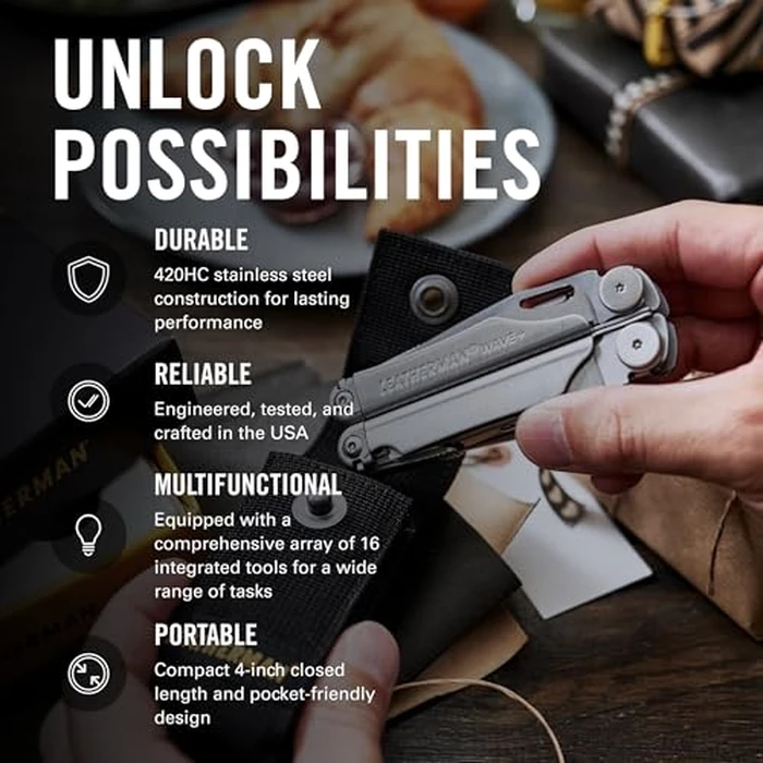 LEATHERMAN, Wave+, 18-in-1 Full-Size, Versatile Multi-tool for DIY, Home, Garden, Outdoors or Everyday Carry (EDC), Stainless Steel by Leatherman - Image 4