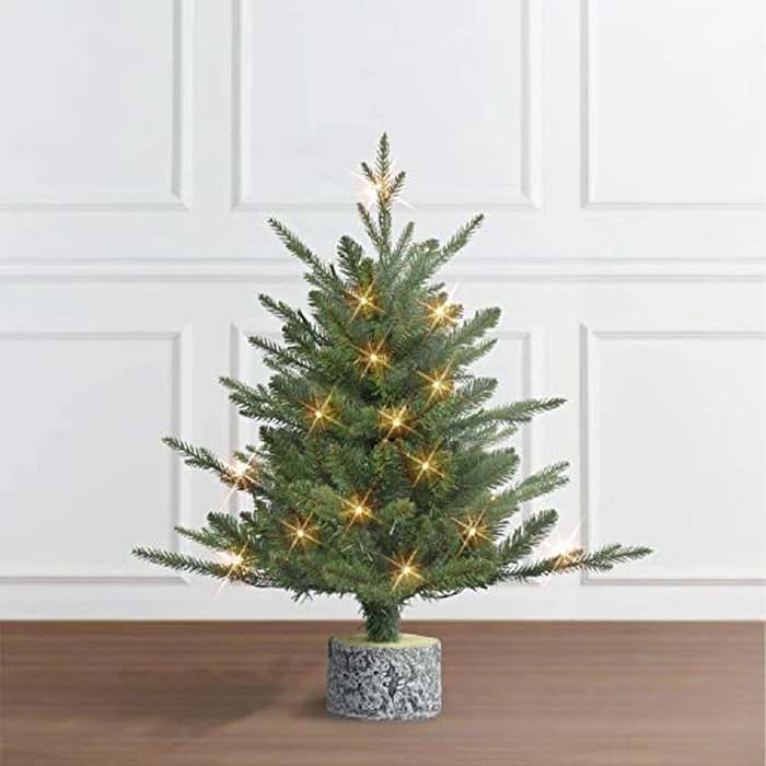 2 ft B/O PE/PVC Potted Tree, 188 Tips, 20 Warm White LED Lights (2 x AA Batteries not Included) by Puleo International - Image 3