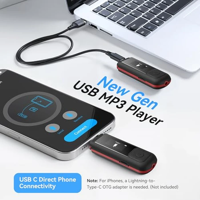 AGPTEK 64GB USB C MP3 Player, A55PL 2 in 1 Type-C & USB Stick Music Player Supports Replaceable AAA Battery, FM Radio, Recording by AGPTEK - Image 2