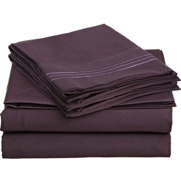 Clara Clark 1800 Series Bed Sheet Sets - Stay fit on Mattress with Elastic Straps at Corners - King, Purple Eggplant by Clara Clark - Image 6