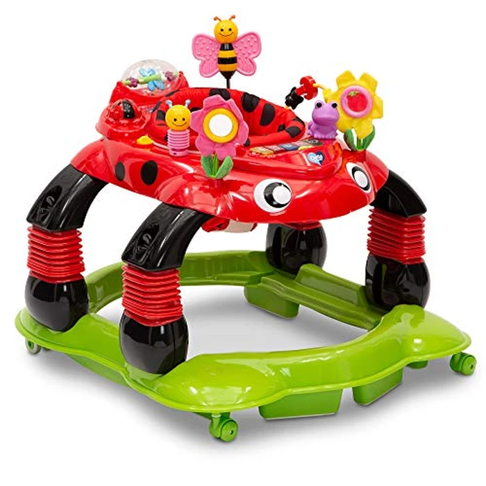 Delta Children Lil Play Station 4-in-1 Activity Walker - Rocker, Activity Center, Bouncer, Walker - Adjustable Seat Height - Fun Toys for Baby, Sadie the Ladybug by Delta Children - Image 1