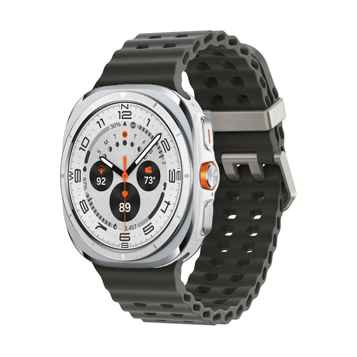 Galaxy Watch Ultra (2024) (Bluetooth + LTE) - 32GB - 47mm - Titanium White Titanium Case with Black Silicone Marine Band by Samsung - Refurbished - Acceptable condition - US$333.99