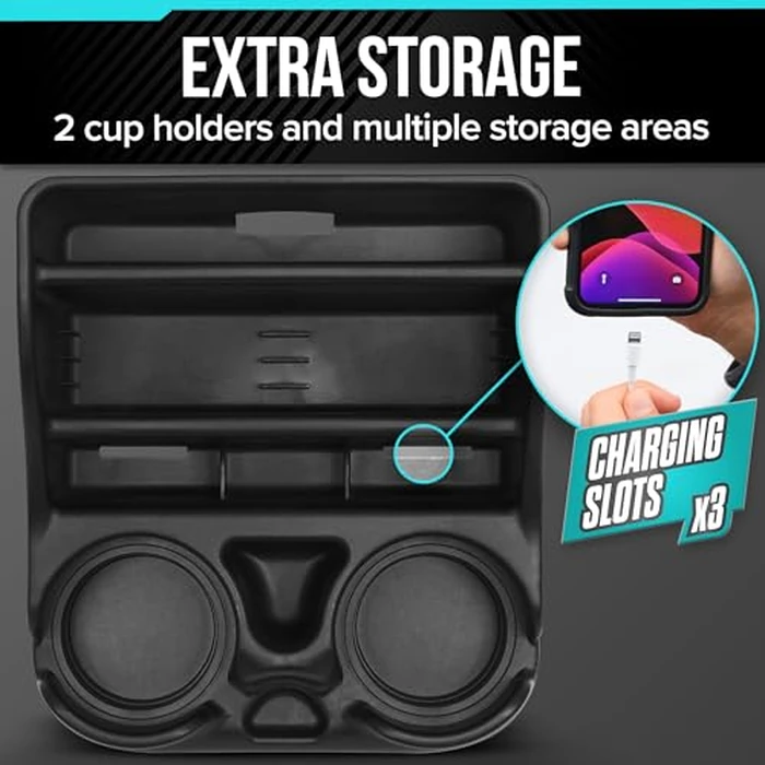 Moblorg Small Center Console for Cars, Trucks, Minivans, SUVs, Vehicle Organizer, Cup Holders, Recycled Plastic, Made in USA (Black) by Moblorg - Image 5