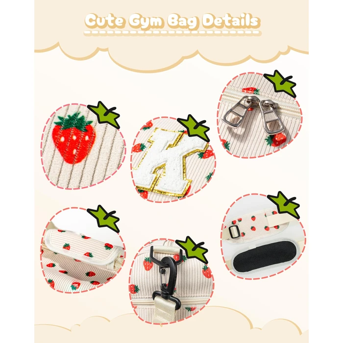 Vogewood 6 7 8 9 10 11 12 Year Old Girl Birthday Gifts, Girls Gym Bag, Kids Personalized Weekend Duffel Bags with Shoe Compartment, Initial Travel Tote with Makeup Bag, Holiday Gift Set (Letter E) by Vogewood - Image 5