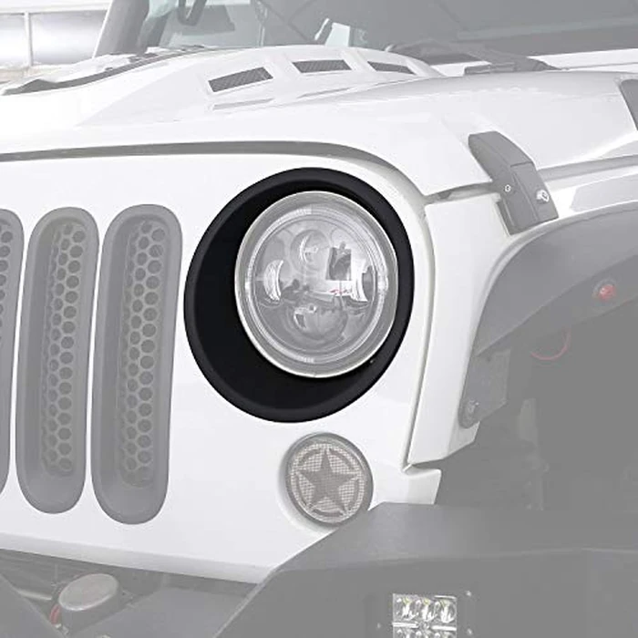 u-Box Wrangler Headlight Bezel Cover Insert Matte Black Headlamp Trim Compatible with Wrangler JK & Unlimited 2007-2015 - Pair by u-Box - Image 1