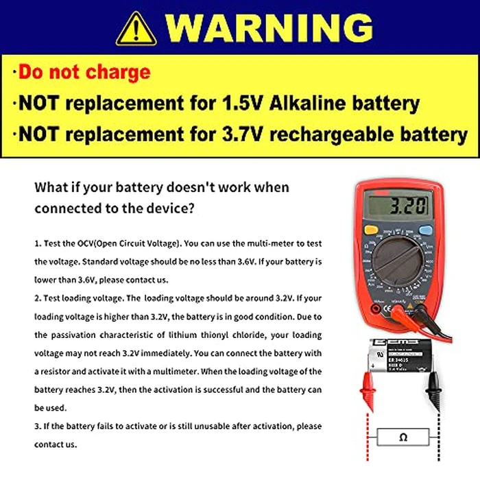 4Pack EEMB 3.6V D Cell Batteries ER34615 D Size Lithium Batteries 19000mAh Li-SOCL₂ Non-Rechargeable Battery LS-33600 XL-205F for CNC & Printing Machine Tool,Meter,Clock & 2 Year Manufacturer Warranty by EEMB - Image 4
