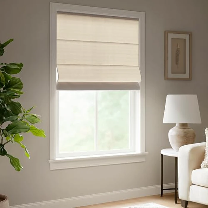 Madison Park Galen Matte Linen Cordless Roman Shades - Fabric Privacy Single Panel Darkening, Energy Efficient, Thermal Insulated Window Blind Treatment, for Home, Living Room Decor, 23" W x 64" H by Madison Park - Used - Very Good condition - CA$24.34
