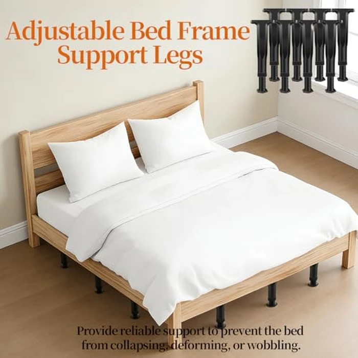 Hanlintk 8PCS Adjustable Bed Frame Support Legs (5.1"-8.3"), Frame Center Slats Heavy Support Leg W/Screws for Bed Frame/King Queen Bed/Slats/Cabinet/Dresser/Table/Sofa/Chair (8pcs (5.1"-8.3")) by Hanlintk - Image 4