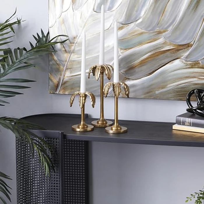 Deco 79 Aluminum Candle Holder, Set of 3 6", 8", 10" H, Gold by Deco 79 - Image 3