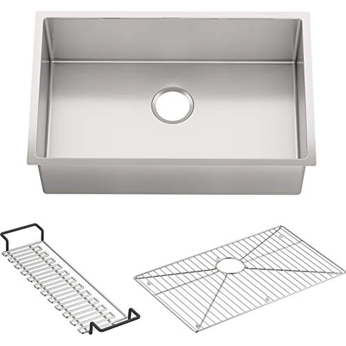 KOHLER Strive(R) 29" Undermount Kitchen Sink, Medium Single Bowl with Basin Rack, Stainless Steel Kitchen Sinks, K-5409-NA by Kohler - Used - Acceptable condition - US$286.15