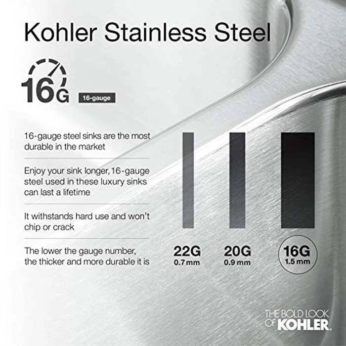 KOHLER Strive(R) 29" Undermount Kitchen Sink, Medium Single Bowl with Basin Rack, Stainless Steel Kitchen Sinks, K-5409-NA by Kohler - Image 8