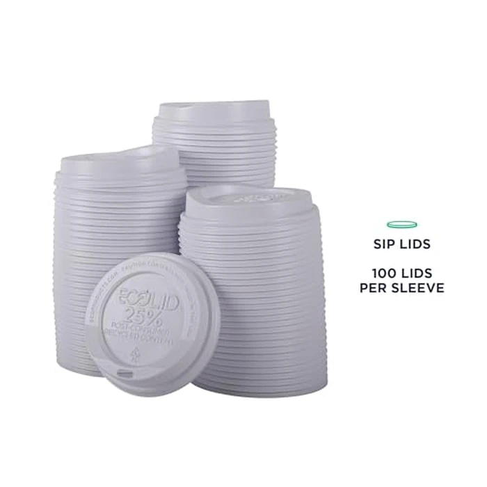 Eco-Products Ecolid Recycled Large Coffee Cup Lids, Case of 1000, White, Fits 10-20oz Hot Cups, Made from 25% Post-Consumer Recycled Plastic Polystyrene, Made in the U.S.A. by ECO PRODUCTS - Image 5