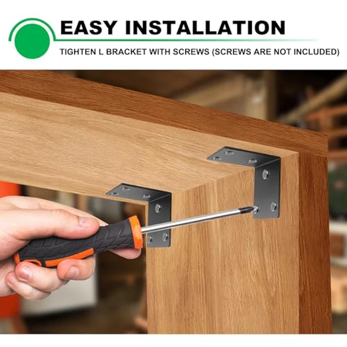 Andorm 2 Pack Heavy Duty Corner Angle Brackets for Outdoor Framing 6" x 5" 90 Degree Thickness 5mm(1/5"), L Bracket for Wood 6X6 by Andorm - Image 4