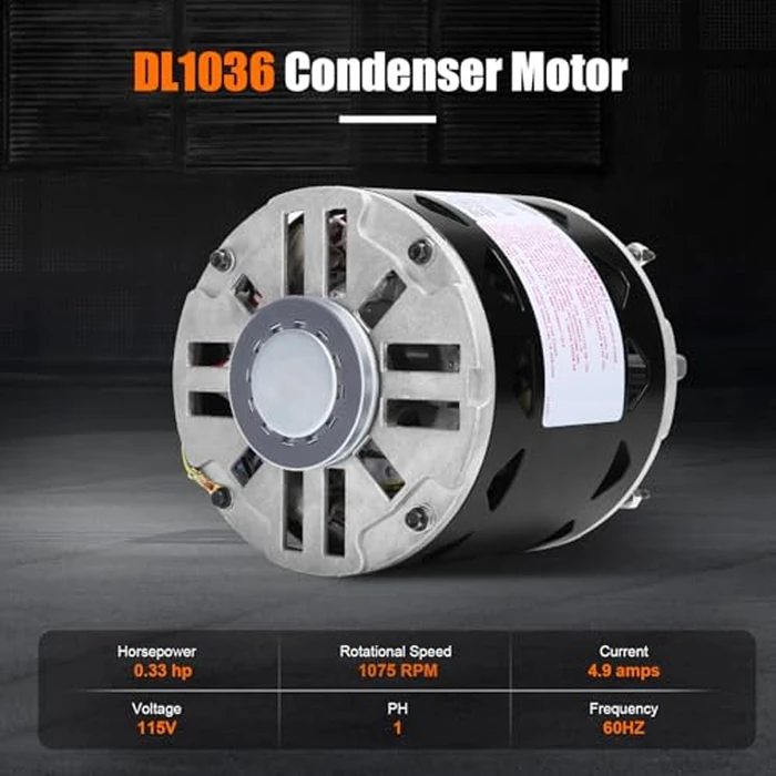DL1036 Direct Drive Blower Motor - 1/3 HP, 1075 RPM, 3 Speed, 115 Volt, 4.9 Amp, 48 Frame Sleeve Bearing Compatible with A.O. Smith/Century/GE/Fasco/Emerson/Franklin/Dayton/Universal Electric/Fedders by NVCYUV - Image 2