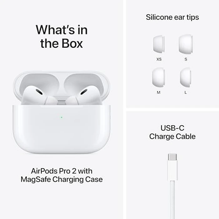Apple AirPods Pro (2nd Generation) Wireless Ear Buds with USB-C Charging, Up to 2X More Active Noise Cancelling Bluetooth Headphones, Transparency Mode, Adaptive, Personalized Spatial Audio, White by Apple - Image 5