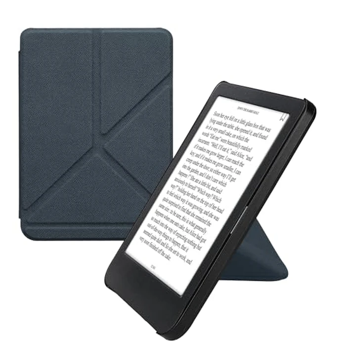 kwmobile Origami Case Compatible with Kobo Clara BW/Colour Case - Slim PU Leather Cover with Stand - Dark Blue by kwmobile - Image 1
