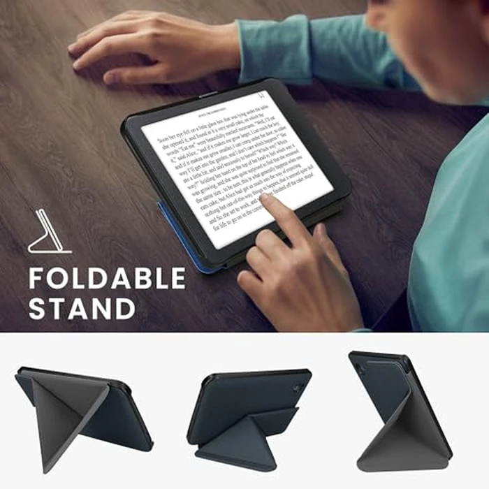 kwmobile Origami Case Compatible with Kobo Clara BW/Colour Case - Slim PU Leather Cover with Stand - Dark Blue by kwmobile - Image 4