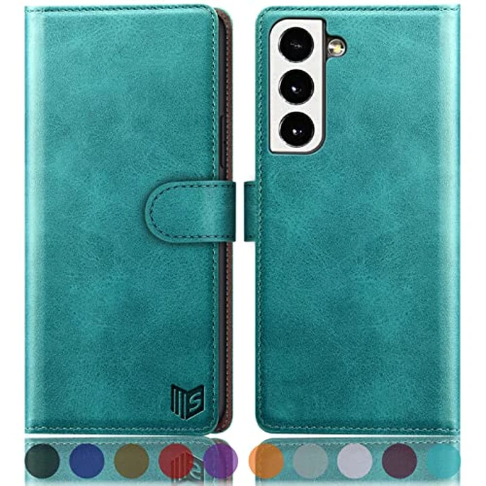 SUANPOT for Samsung Galaxy S22 Leather Wallet case with RFID Credit Card Holder Flip Folio Book Magnetic PU Phone case Cover for Man Women for Samsung S22 case Wallet Blue Green by SUANPOT - Used - Acceptable condition - CA$5.47