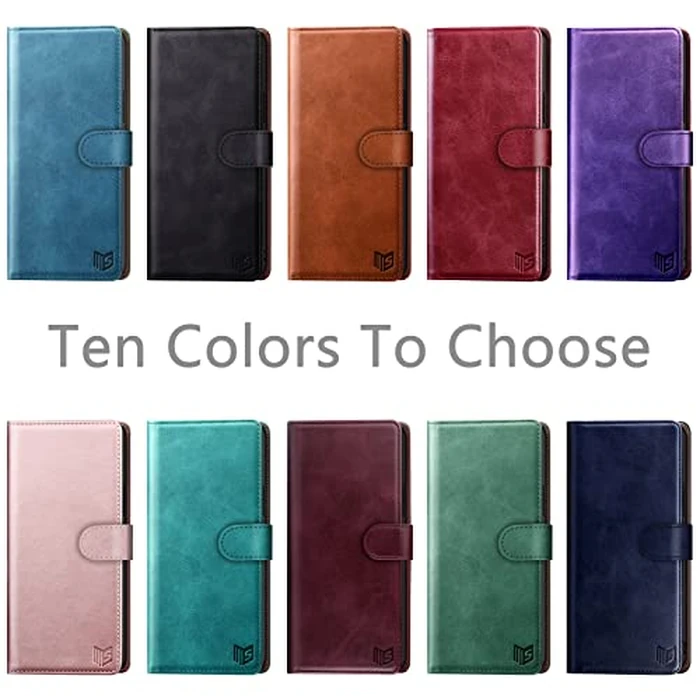 SUANPOT for Samsung Galaxy S22 Leather Wallet case with RFID Credit Card Holder Flip Folio Book Magnetic PU Phone case Cover for Man Women for Samsung S22 case Wallet Blue Green by SUANPOT - Image 4