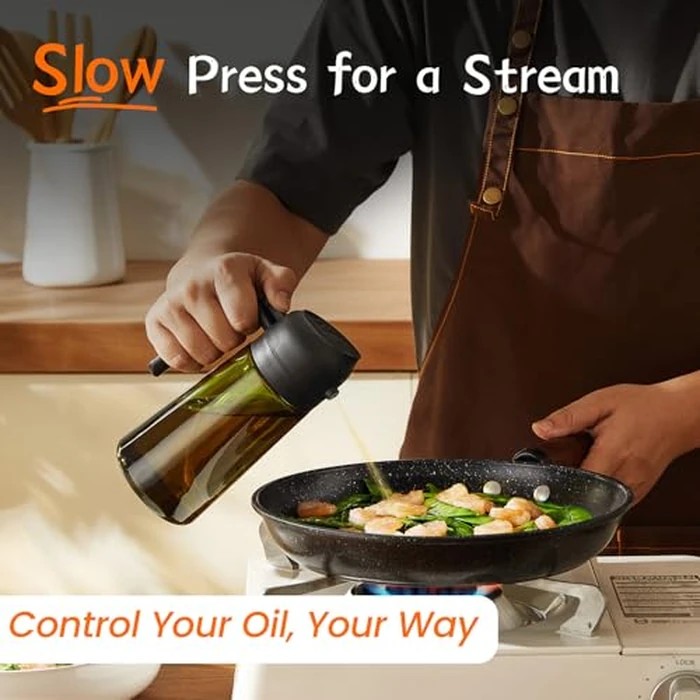 TrendPlain - Original 16oz/470ml Olive Oil Dispenser Bottle for Kitchen Gadgets and Air Fryer Accessories - Olive Oil Sprayer for Cooking w/Stickers - Black&Ash by TrendPlain - Image 4