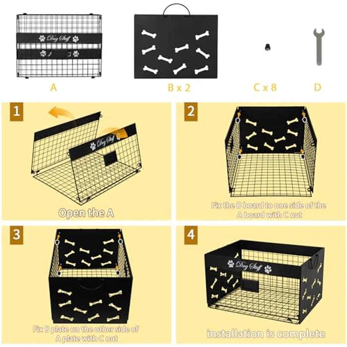 Bfttlity Dog Toy Basket - Large Dog Toy Box with Handles and Label Position Design for Living Room, Metal Dogs Toys Bin Storage for Pets Chew Toys, Blankets, Clothes, Food (Black) by Bfttlity - Image 7