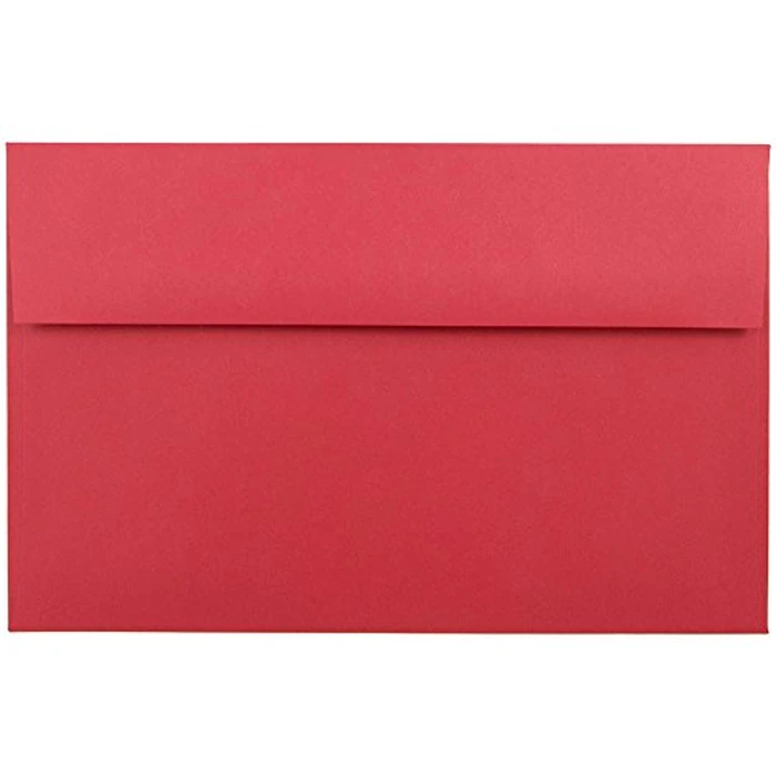 JAM PAPER A10 Colored Invitation Envelopes - 152.4 x 241.3 mm (6" x 9 1/2") - Red Recycled - 50/Pack by JAM Paper - Used - Very Good condition