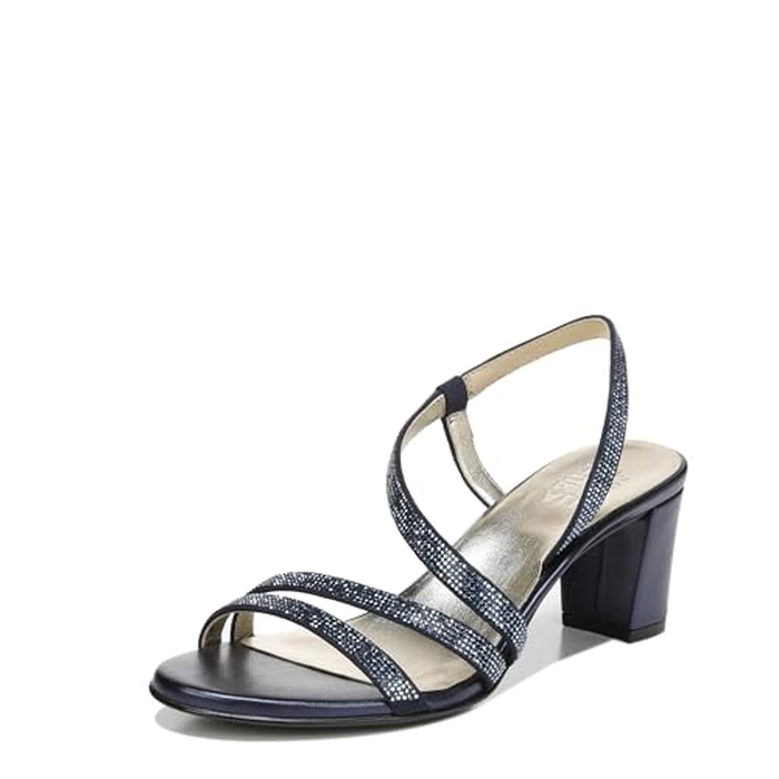 Naturalizer Women Vanessa2 Rhinestone Embellished Strappy Heeled Sandal, French Navy, 7.5 Wide by Naturalizer - Used - Very Good condition - CA$51.05