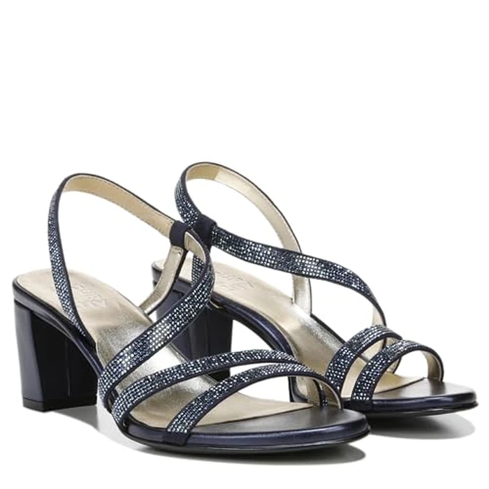 Naturalizer Women Vanessa2 Rhinestone Embellished Strappy Heeled Sandal, French Navy, 7.5 Wide by Naturalizer - Image 7
