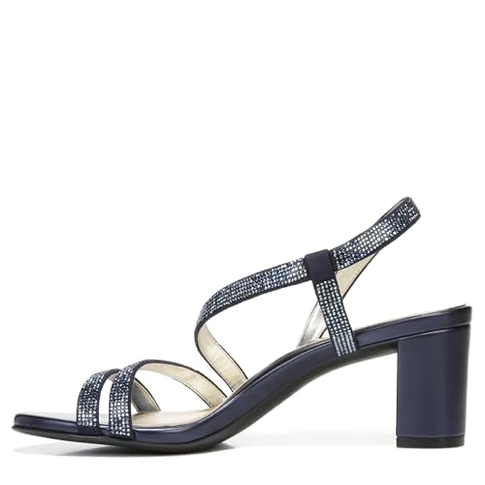 Naturalizer Women Vanessa2 Rhinestone Embellished Strappy Heeled Sandal, French Navy, 7.5 Wide by Naturalizer - Image 9