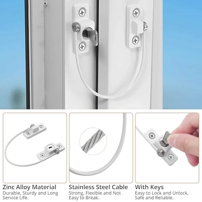 Kamtop Window Locks - 8PCS Window Restrictor with Key for uPVC Metal Windows, Window Safety Locks for Pet Childproof by Kamtop - Image 3