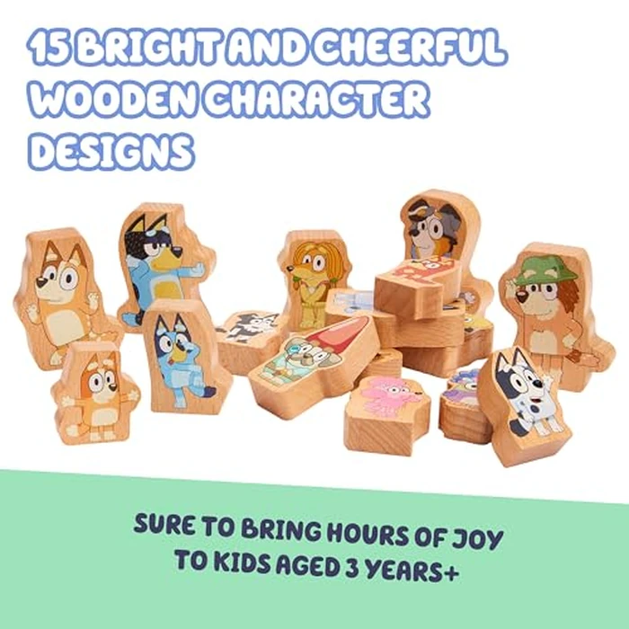 Bluey Stacking Game - Spin, Balance & Play with 15 Fun Character Pieces & Sticks, Exciting Wooden Stacking Game for Kids, Toddlers & Families Ages 3+ by Bluey - Image 4