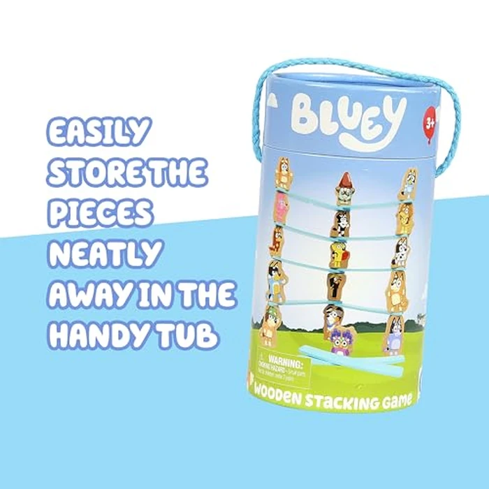 Bluey Stacking Game - Spin, Balance & Play with 15 Fun Character Pieces & Sticks, Exciting Wooden Stacking Game for Kids, Toddlers & Families Ages 3+ by Bluey - Image 5