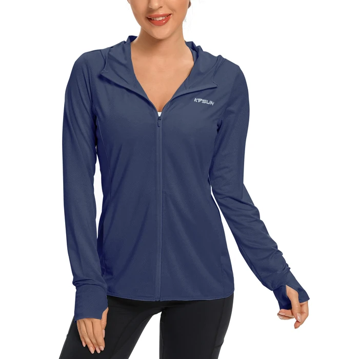 KPSUN Women's UPF 50+ UV Sun Protection Clothing Zip Up Hoodie SPF Long Sleeve Sun Shirt Fishing Hiking Outdoor Jacket,navy,S by KPSUN - Image 1