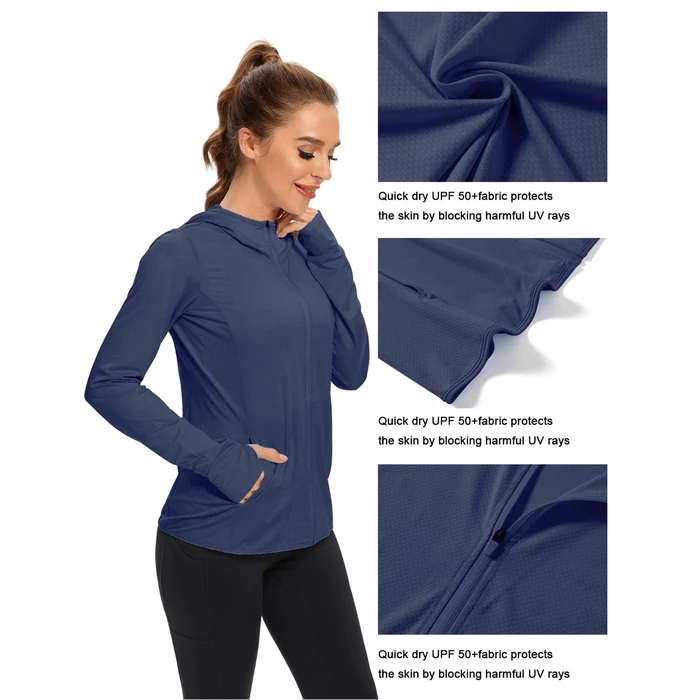 KPSUN Women's UPF 50+ UV Sun Protection Clothing Zip Up Hoodie SPF Long Sleeve Sun Shirt Fishing Hiking Outdoor Jacket,navy,S by KPSUN - Image 4