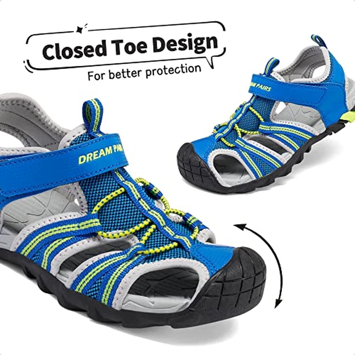 DREAM PAIRS Boys Girls Outdoor Summer Sport Athletic Sandals for Toddler/Little/Big Kid,Size 2 Little Kid,Royal/Neon/Green/Light/Grey,170813-K by DREAM PAIRS - Image 5
