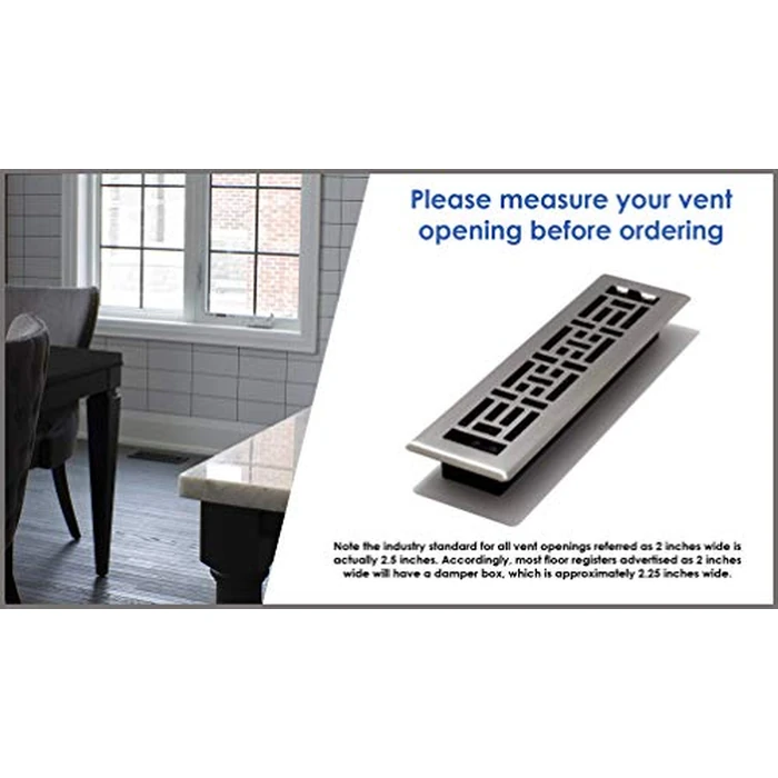 Decor Grates AJH212-NKL 2-Inch by 12-Inch Oriental Floor Register, Brushed Nickel by Decor Grates - Image 5