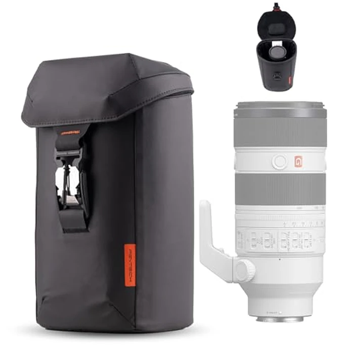 PGYTECH Camera Lens Bag, Magnetic Buckle Camera Lens Case, Water Resistant Protective Lens Pouch for DSLR Camera Lens, Thick Camera Lens Bag for Sony, Nikon, Canon Size L by PGYTECH - Used - Like New condition - US$43.65